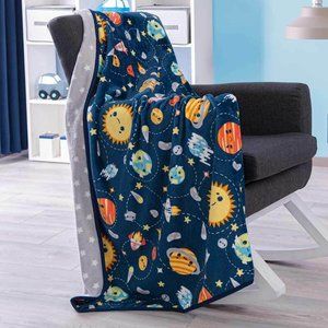 Space Planet Print Reversible Crib Blanket